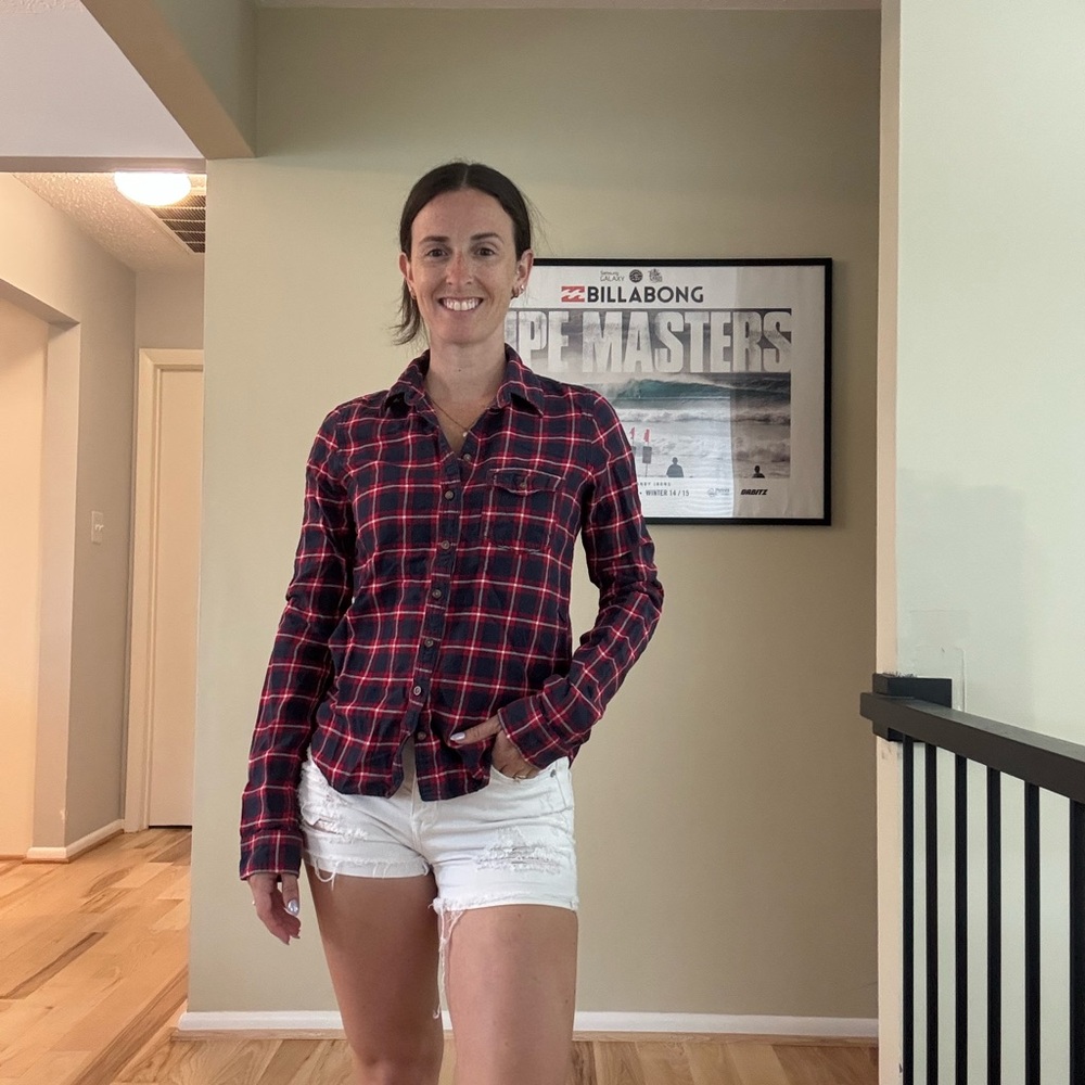 Gilly Hicks Red and Blue Plaid Button Down Shirt